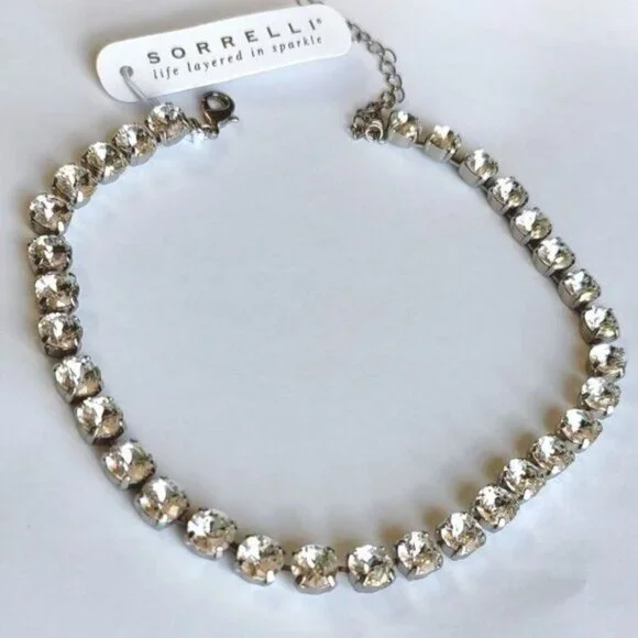 Sorrelli  Mara Crystal Statement Necklace Silver Tone Party Bling Prom Cocktail - Picture 4 of 8